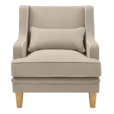 Bondi Hamptons Armchair Natural W/White Piping Linen Blend