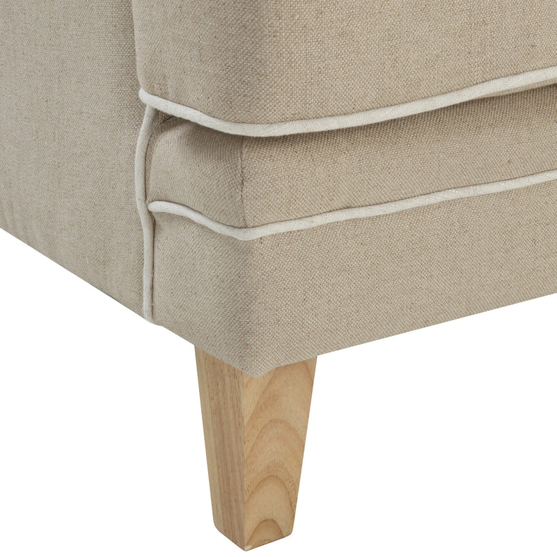 Bondi 2 Seat Hamptons Sofa Natural W/White Piping Linen Blend