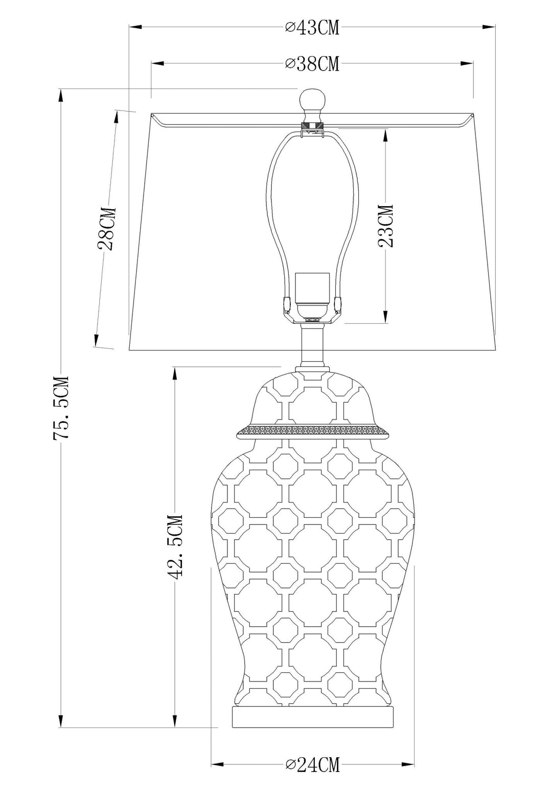 Blue & White Jar Shaped Lamp & Shade - OneWorld Collection