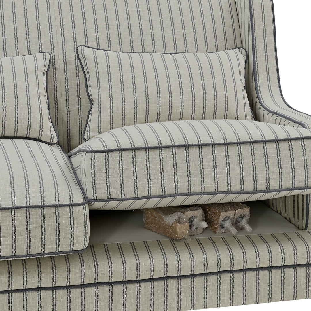 Bondi 2 Seat Sofa Blue/White Pin Stripe - OneWorld Collection