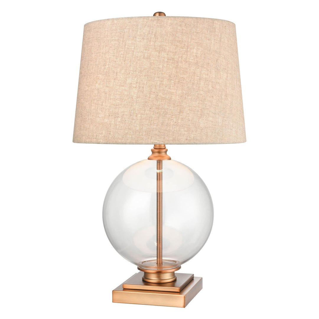 Ivy Small Antique Brass And Glass With Natural Linen Shade - OneWorld Collection