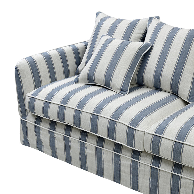 3 Seat Slip Cover - Noosa Blue Sky Stripe - OneWorld Collection