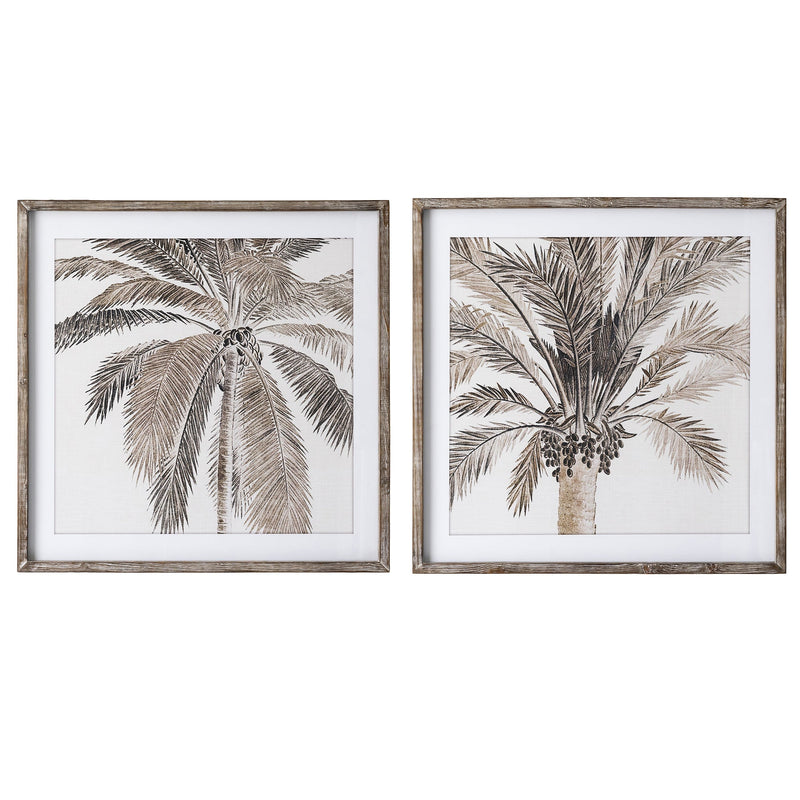 Tropea Beach Vintage Palms Set of 2 Wall Art - OneWorld Collection