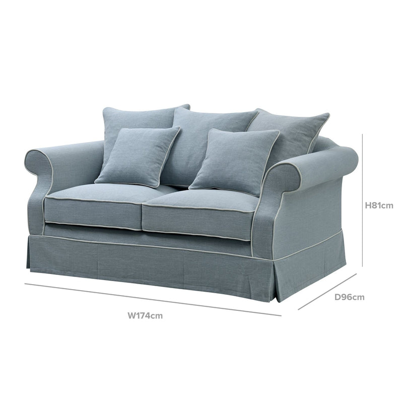 Avalon 2 Seat Hamptons Sofa Beach Linen Blend