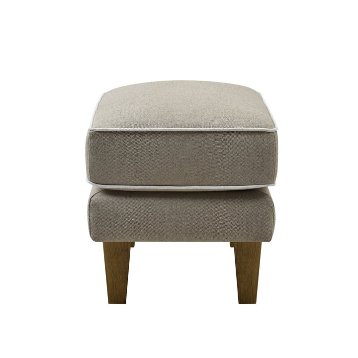 Bondi Ottoman Natural with White Piping - OneWorld Collection