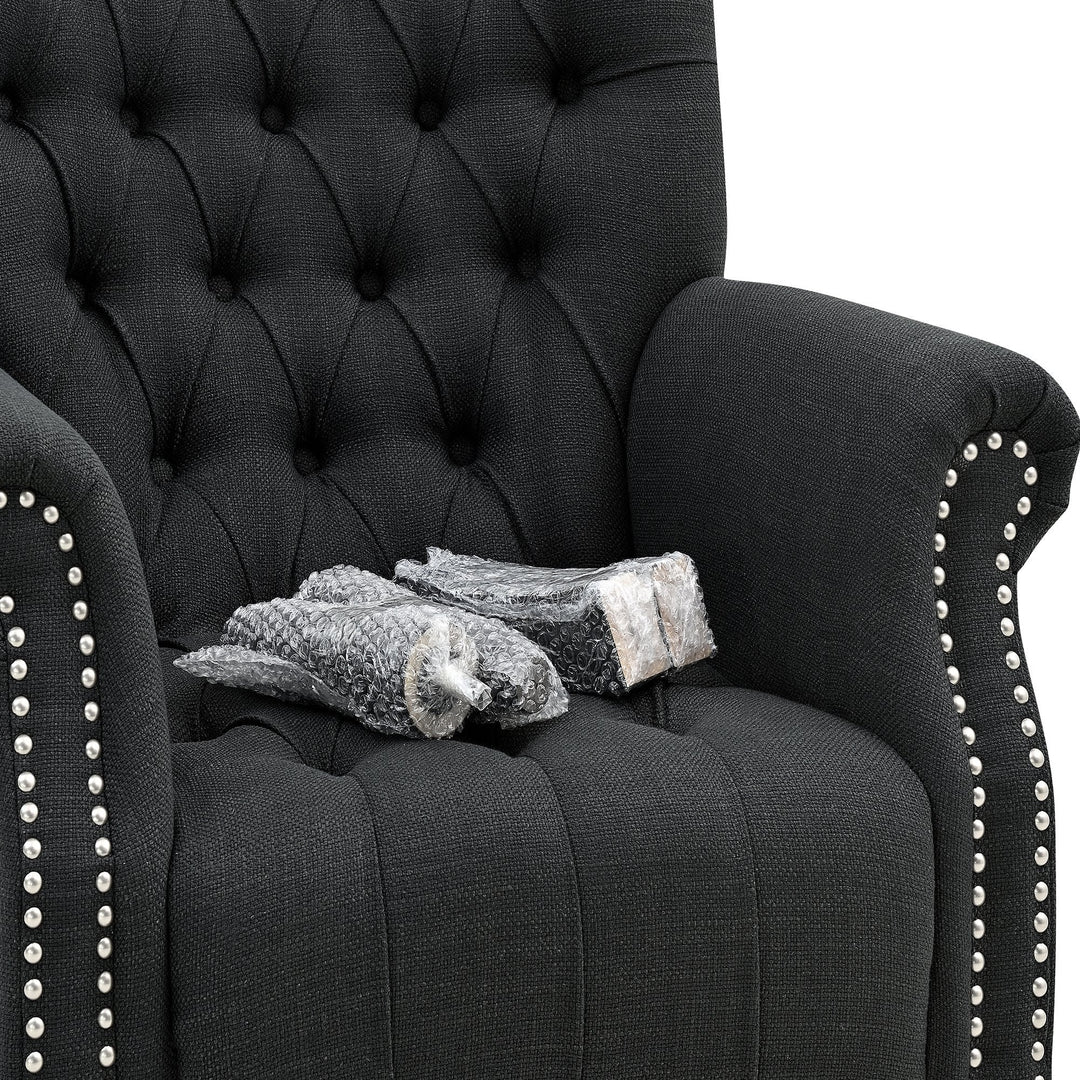 Maurice Buttoned Armchair Charcoal - OneWorld Collection