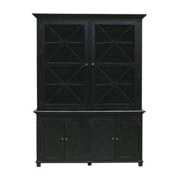 Sorrento Black Tall Glass Door Cabinet - OneWorld Collection