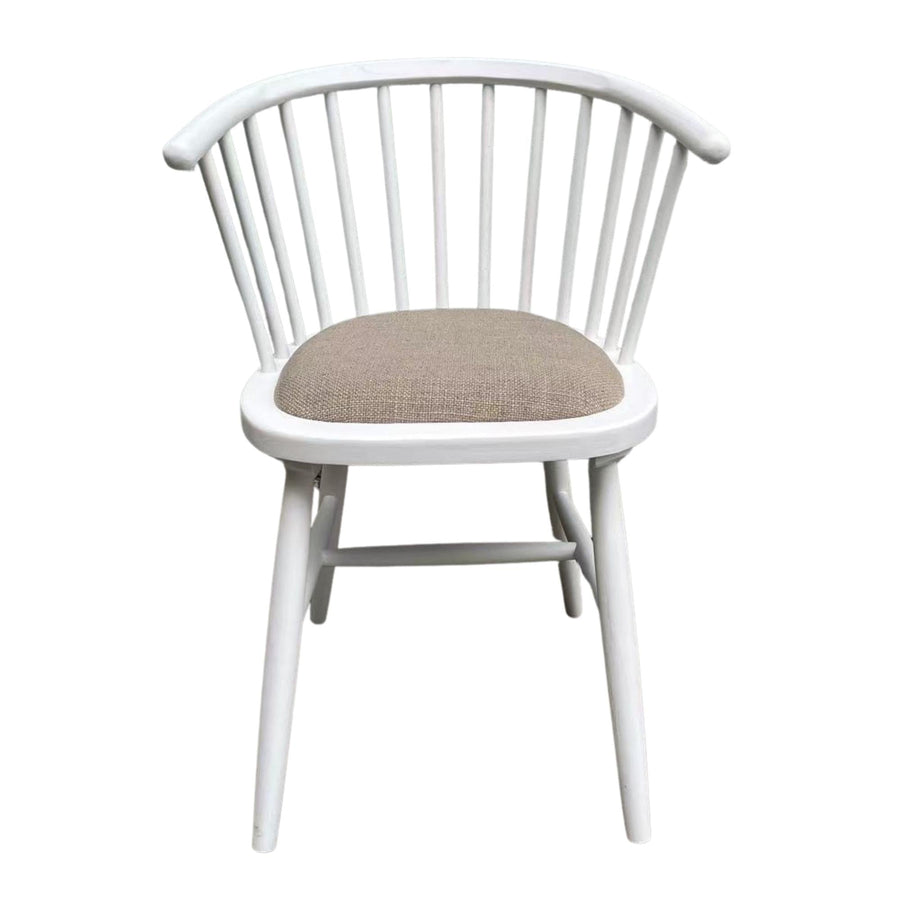 Round Curved Strip Back Dining Chair White - OneWorld Collection