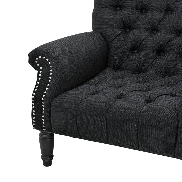 Maurice Buttoned Armchair Charcoal - OneWorld Collection