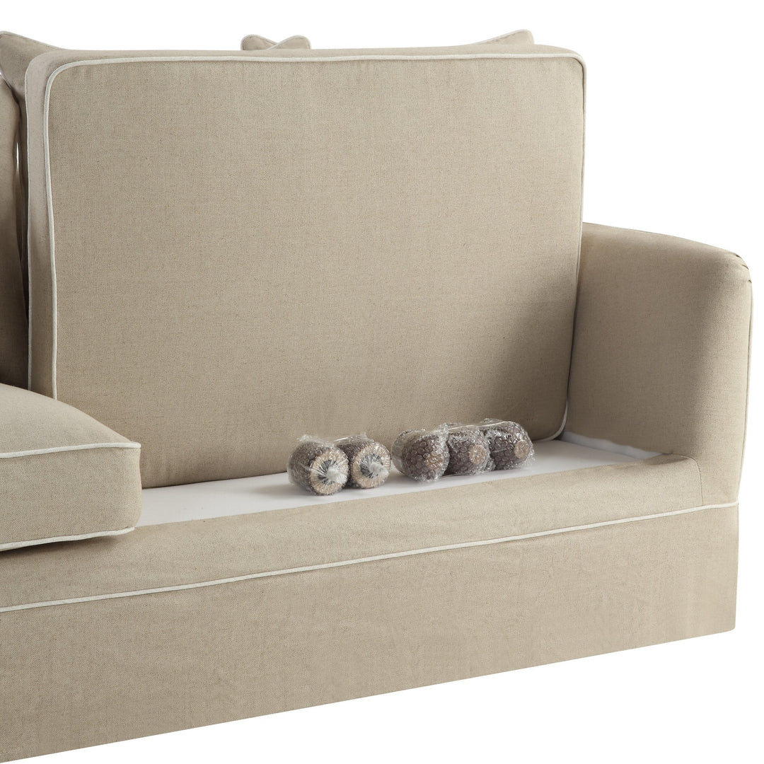 Noosa 3 Seat Queen Sofa Bed Natural With White Piping - OneWorld Collection