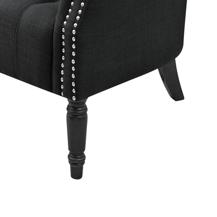 Maurice Buttoned Armchair Charcoal - OneWorld Collection