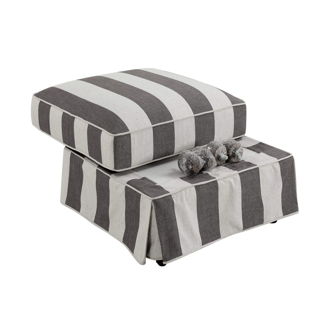 Noosa Ottoman Grey & Cream Stripe - OneWorld Collection