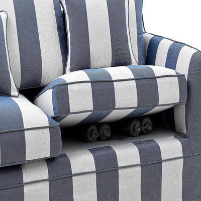 3 Seat Slip Cover - Noosa Denim Cream Stripe - OneWorld Collection