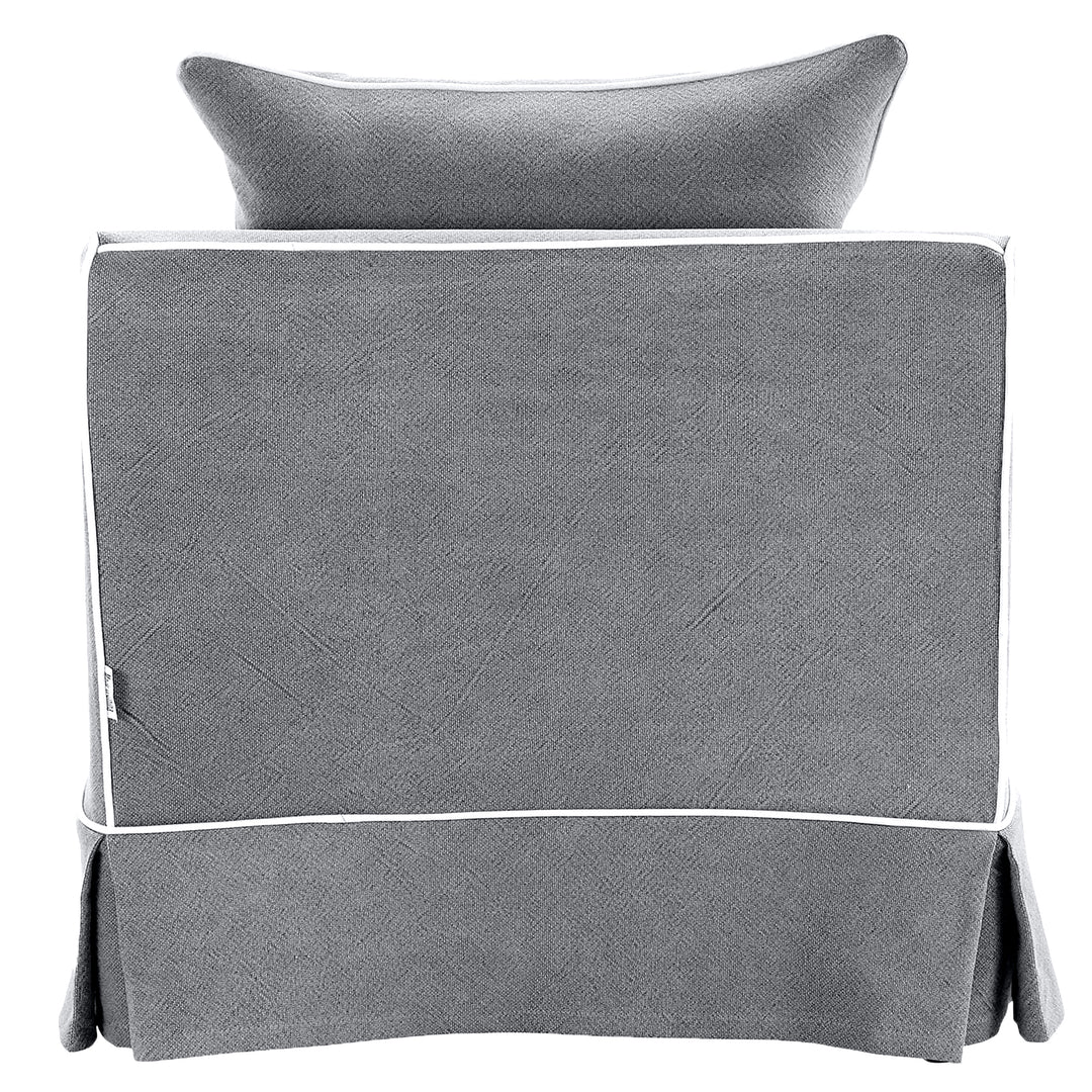 Noosa Hamptons Armchair Grey W/White Piping