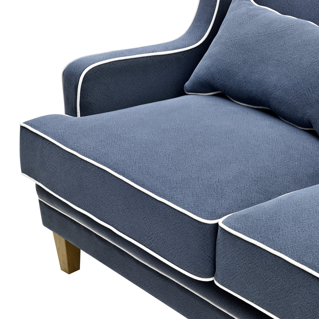 Bondi 2 Seat Sofa Navy With White Piping - OneWorld Collection