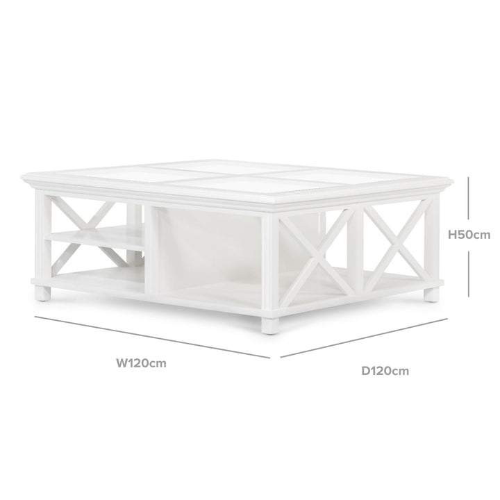 Sorrento Large Glass Coffee Table White - OneWorld Collection