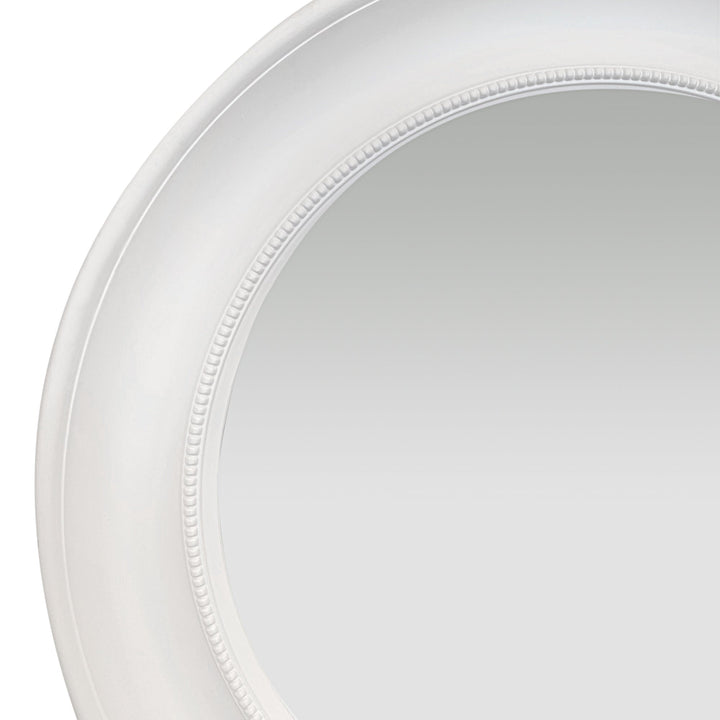 Samantha White Round Beaded Mirror - OneWorld Collection