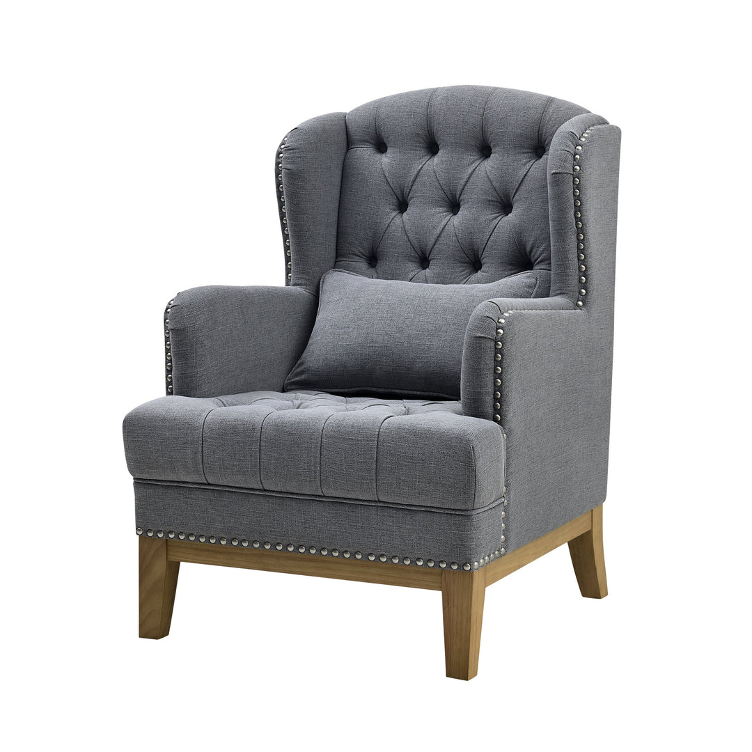 George Buttoned Armchair Grey - OneWorld Collection