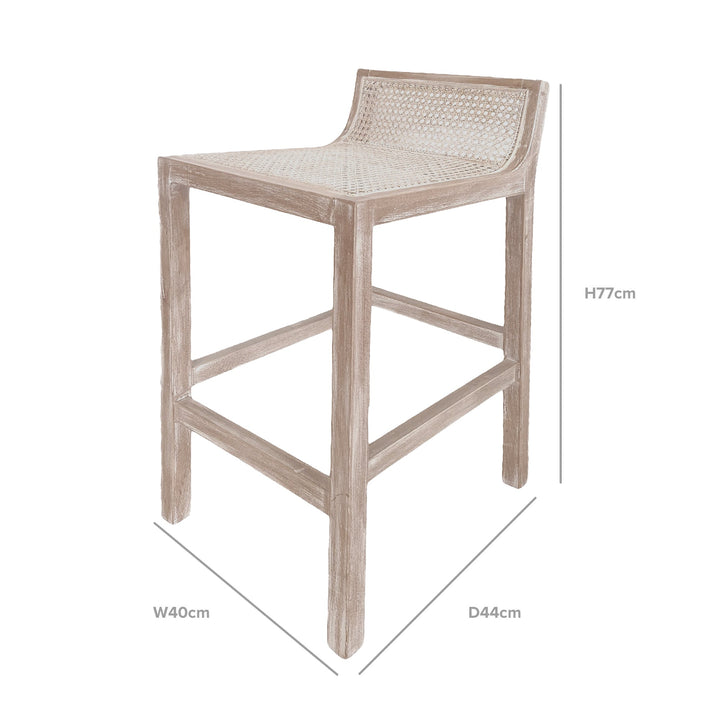 Amalfi Natural Elm and Rattan Barstool - OneWorld Collection