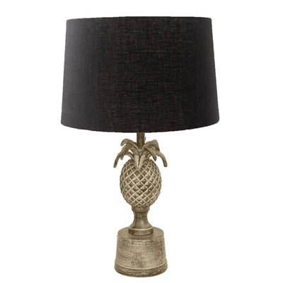 Bermuda Antique Nickel Pineapple Table Lamp with Black Shade - OneWorld Collection