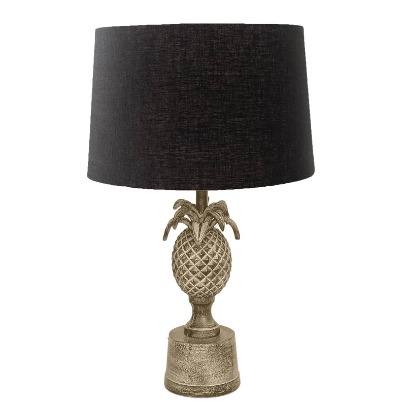 Bermuda Antique Nickel Pineapple Table Lamp with Black Shade - OneWorld Collection