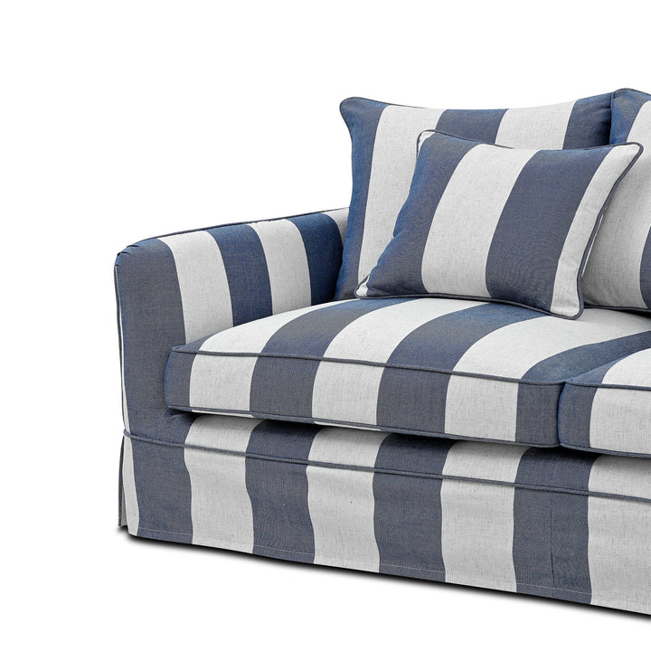 2 Seat Slip Cover - Noosa Denim Cream Stripe - OneWorld Collection