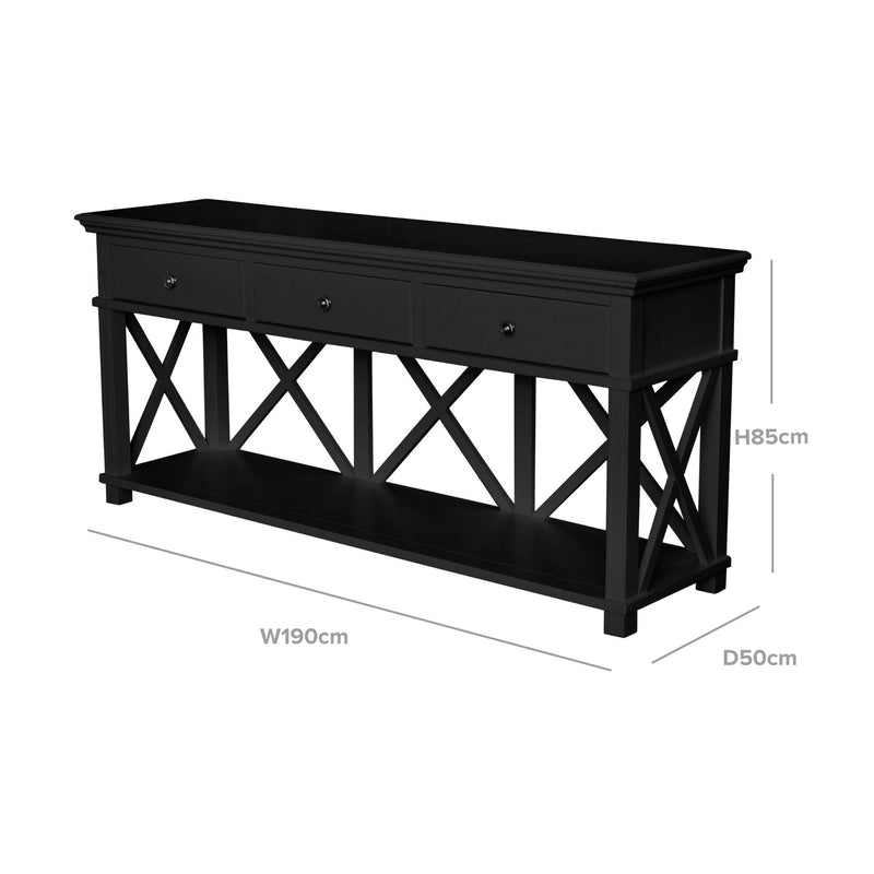 Sorrento Black 3 Drawer Console - OneWorld Collection