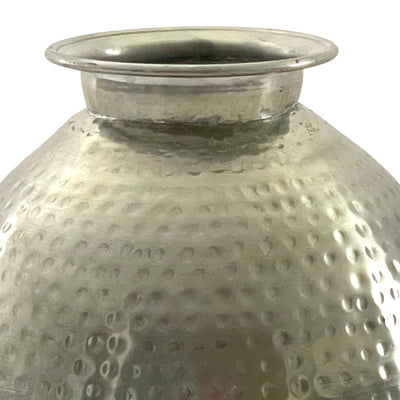 Hammered Aluminium Silver Pot Vase - OneWorld Collection