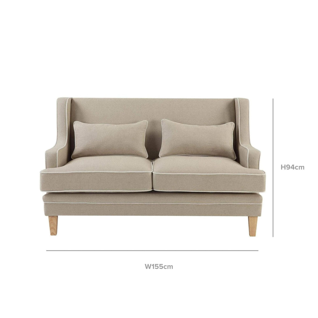 Bondi 2 Seat Sofa Nat/White Piping - OneWorld Collection