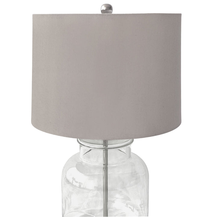 Regency Nickel and Glass Table Lamp with Natural Linen Shade - OneWorld Collection