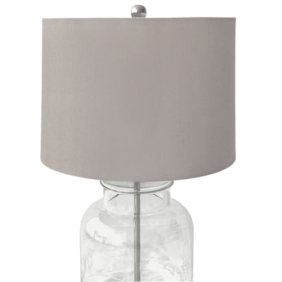 Regency Nickel and Glass Table Lamp with Natural Linen Shade - OneWorld Collection