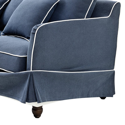 2 Seat Slip Cover - Noosa Navy with White Piping - OneWorld Collection
