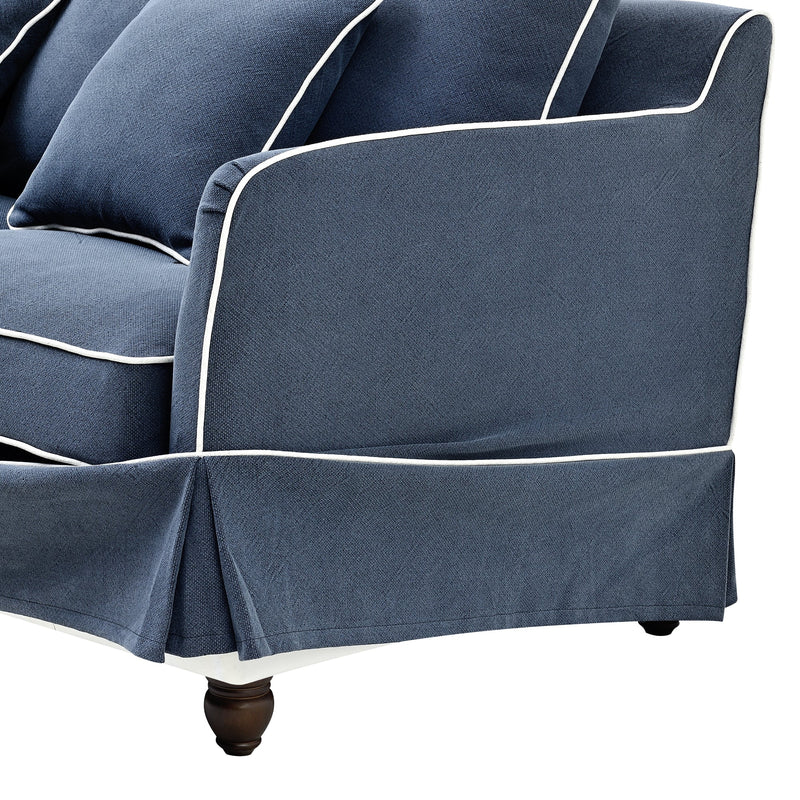 1.5 Seat Slip Cover - Noosa Navy with White Piping