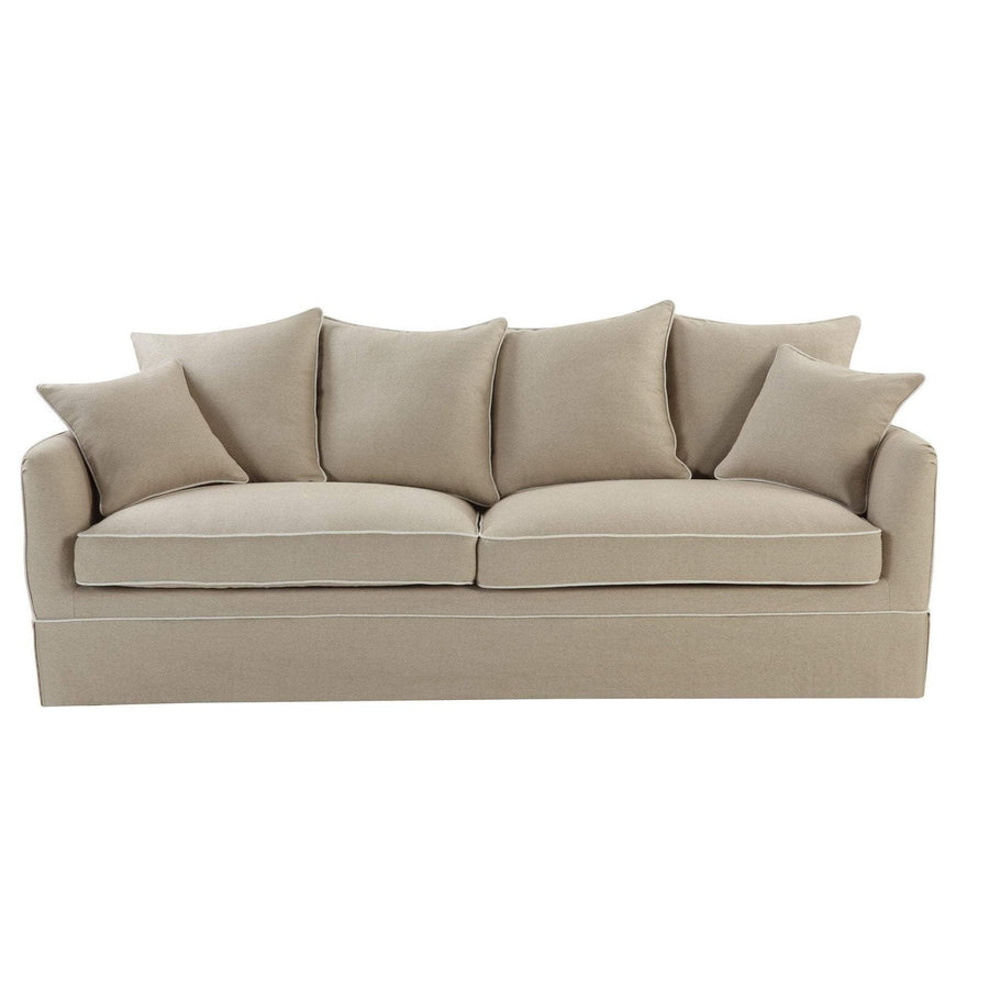 Noosa 3 Seat Sofa Natural With White Piping - OneWorld Collection