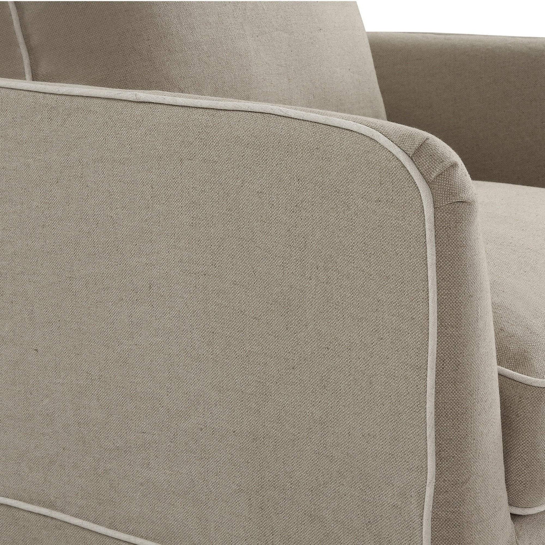 Armchair Slip Cover - Noosa Natural with White Piping - OneWorld Collection