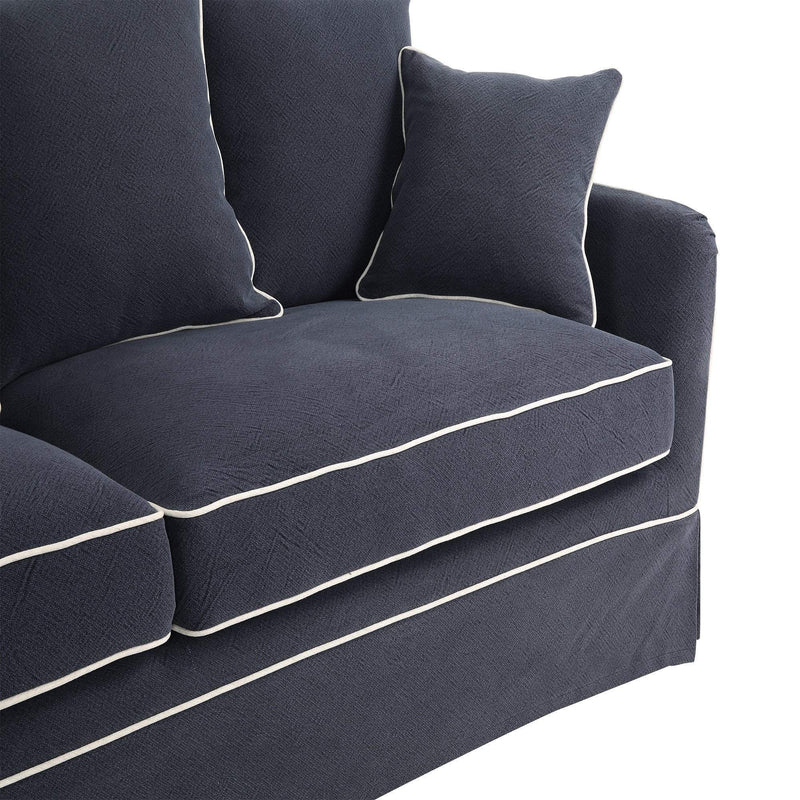 3 Seat Slip Cover - Noosa Navy with White Piping - OneWorld Collection