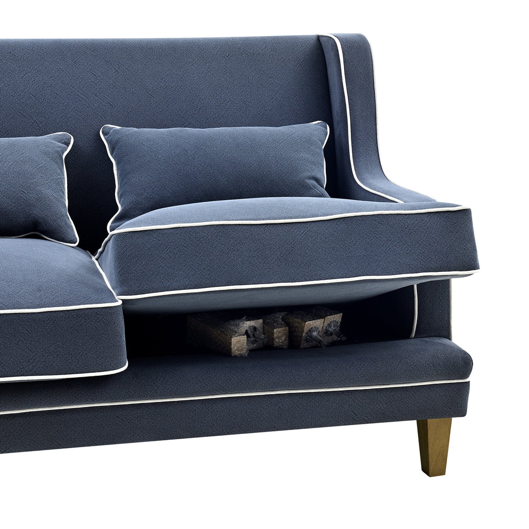 Bondi 2 Seat Sofa Navy With White Piping - OneWorld Collection