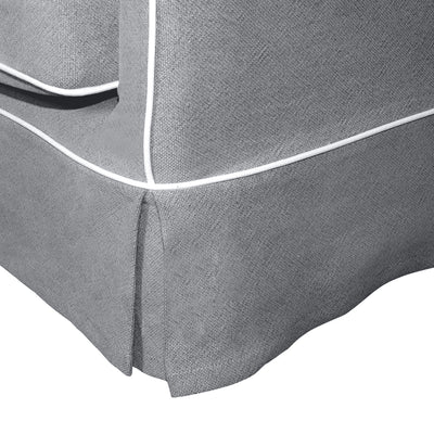 2 Seat Slip Cover - Noosa Grey with White Piping