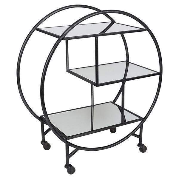 Black Bar Trolley Mirror Shelves - OneWorld Collection