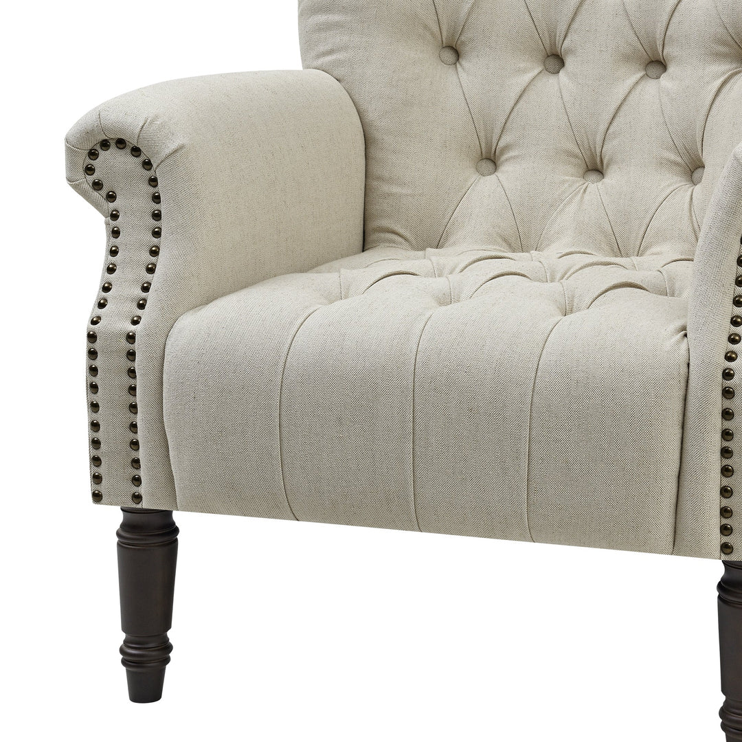 Maurice Armchair Natural Linen Dark Legs - OneWorld Collection