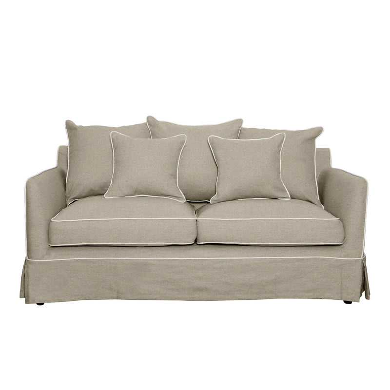 Noosa 2 Seat Sofa Natural With White Piping - OneWorld Collection