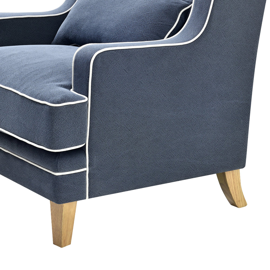 Bondi Hamptons Armchair Navy W/White Piping