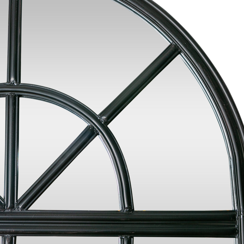 Iron Arch Mirror With Panes Antique Black - OneWorld Collection