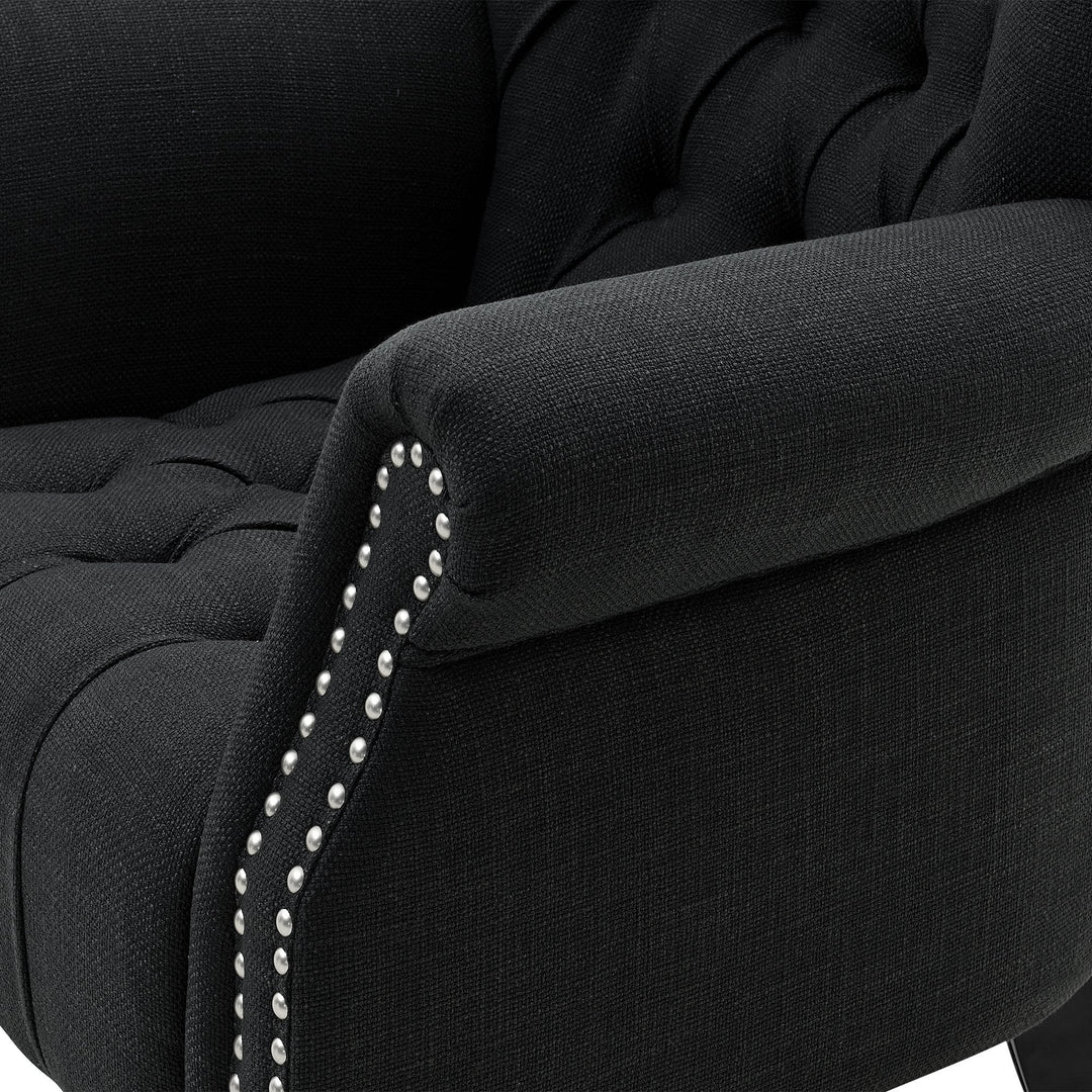 Maurice Buttoned Armchair Charcoal - OneWorld Collection