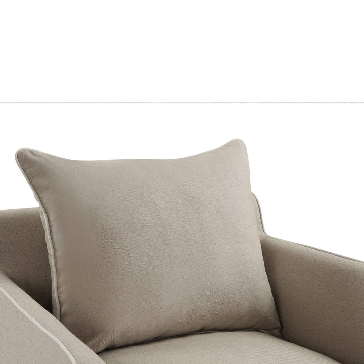 Armchair Slip Cover - Noosa Natural with White Piping - OneWorld Collection