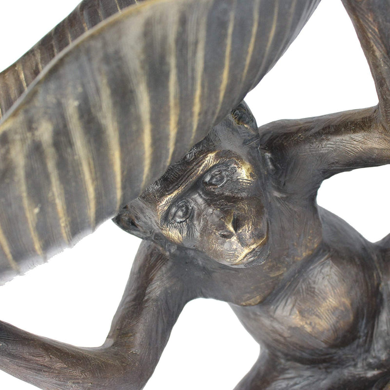 Sitting Monkey Statue With Leaf On Head - OneWorld Collection