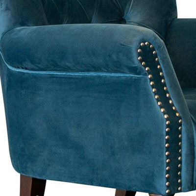 Maurice Buttoned Armchair Velvet Blue - OneWorld Collection