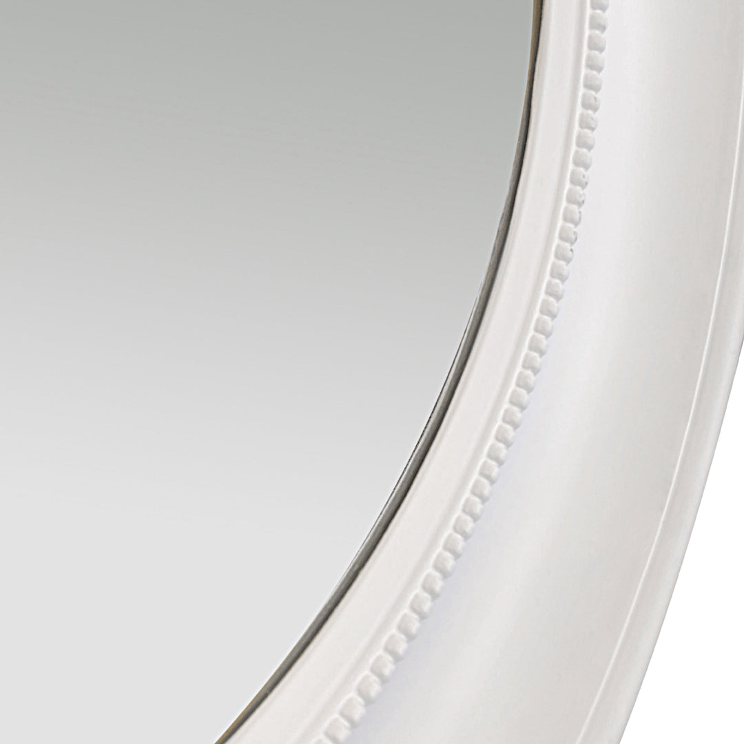 Samantha White Round Beaded Mirror - OneWorld Collection