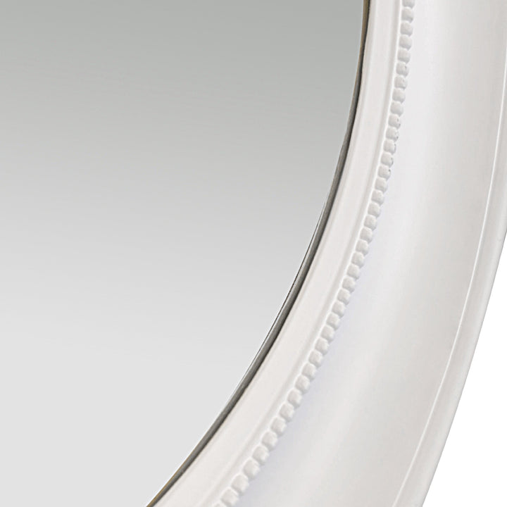 Samantha White Round Beaded Mirror - OneWorld Collection