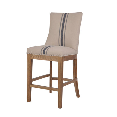 Oakwood Counter Stool Natural with Blue Stripe - OneWorld Collection